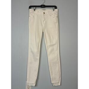 Frame Le Skinny de Jeanne White Jeans Size 28 Raw Frayed Hem Stretchy Denim
